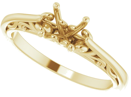 Sužadėtuvių Žiedas „Solitaire“ 585 Geltonojo Aukso Round 5.8mm (9)