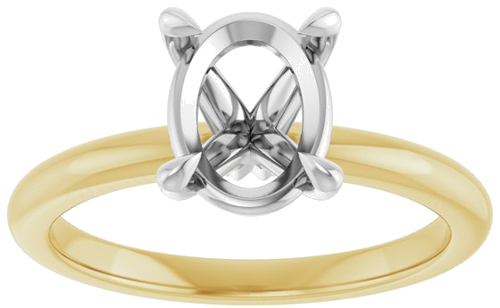 14K Yellow White 9x7 mm Oval Solitaire Engagement Ring Mounting (3)