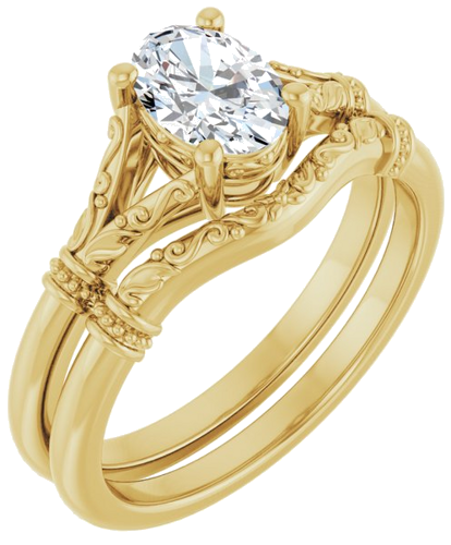 14K Yellow 7x5 mm Oval Solitaire Engagement Ring Mounting (6)