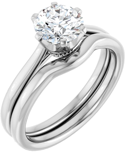 14K White 6.5 mm Round Engagement Ring Mounting (6)