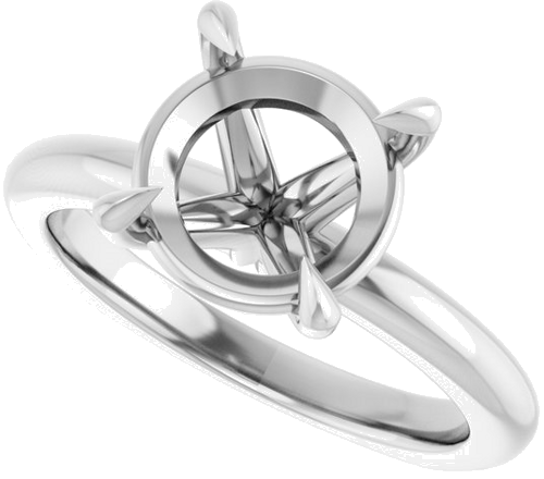 Sužadėtuvių Žiedas „Claw-Prong Euro Shank“ 14k white gold Round 9.4mm (5)