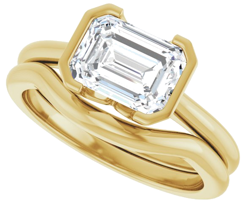 Sužadėtuvių Žiedas „Half-Bezel Solitaire“ 10k yellow gold Emerald 8mm x 6mm (10)