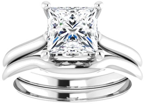 Platinum 6.5 mm Square Solitaire Engagement Ring Mounting (8)