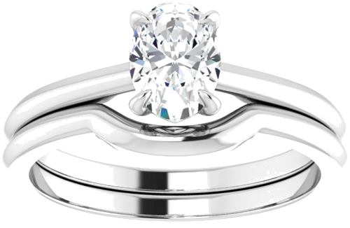 Sužadėtuvių Žiedas „Solitaire“ 585 Baltojo Aukso Oval 7mm x 5mm (8)