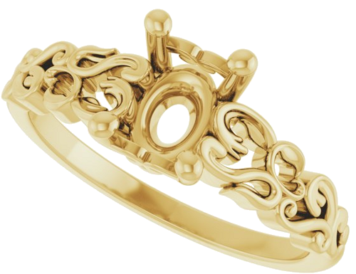 Sužadėtuvių Žiedas „Solitaire Sculptural“ 14k yellow gold Oval 8mm x 6mm (5)