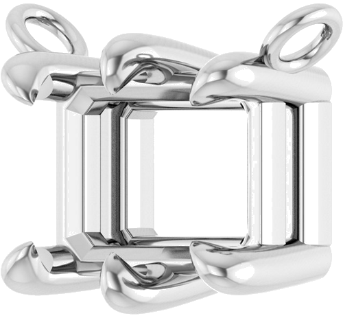 14K White 7x5 mm Emerald 6-Prong Necklace Center (2)