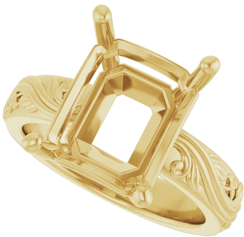Sužadėtuvių Žiedas „Solitaire Sculptural“ 14k yellow gold Emerald 12mm x 10mm (5)
