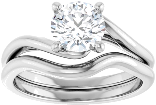 Sužadėtuvių Žiedas „Bypass“ 14k white gold Round 6.5mm (8)