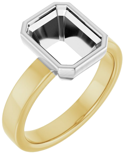 Sužadėtuvių Žiedas „Bezel-Set Solitaire“ 14k yellow/white gold Emerald 9mm x 7mm (1)