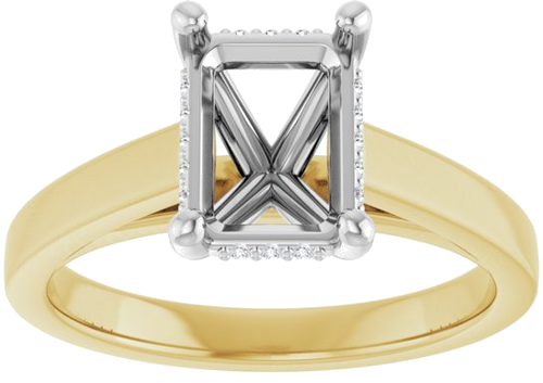 Sužadėtuvių Žiedas „Hidden Halo-Style“ 14k yellow/white gold Emerald 8mm x 6mm (3)
