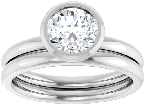 Sužadėtuvių Žiedas „Bezel-Set Solitaire“ 14k white gold Round 6.4mm (8)
