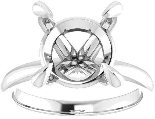 14K White  11 mm Round Solitaire Engagement Ring Mounting (3)