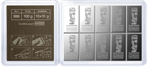 10 x 10 g CombiCoin™ 2012 Kuko salos 1 dolerio sidabrinės monetos Valcambi (4)