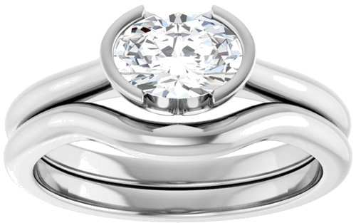 Sužadėtuvių Žiedas „Half-Bezel Solitaire“ 14k white gold Oval 7mm x 5mm (8)