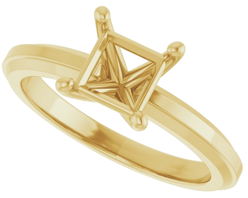 Sužadėtuvių Žiedas „Solitaire“ 14k yellow gold Square 5.5mm (5)