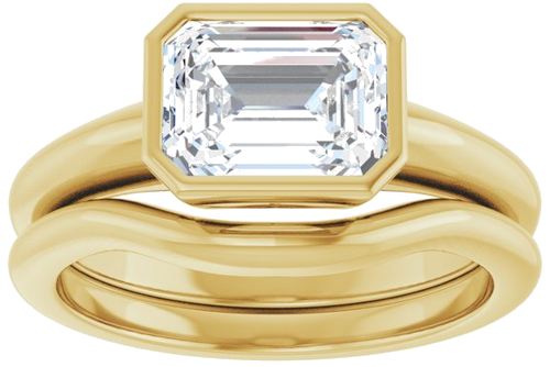 Sužadėtuvių Žiedas „Bezel-Set Solitaire“ 14k yellow gold Emerald 8mm x 6mm (8)