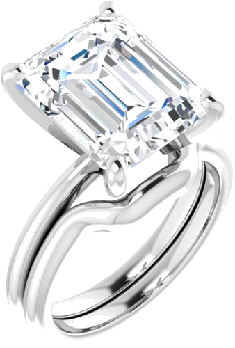 Sužadėtuvių Žiedas „Solitaire“ 417 Baltojo Aukso Emerald 12mm x 10mm (6)