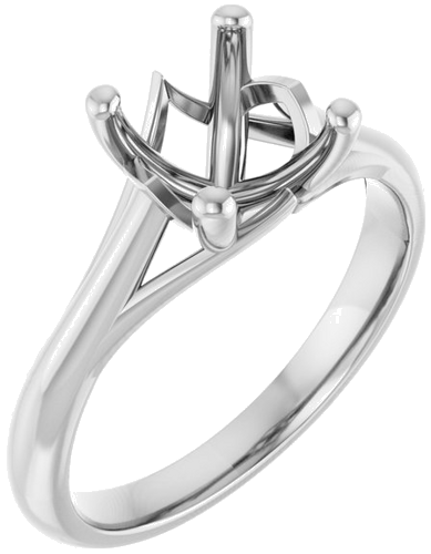 14K White 7 mm Cushion Solitaire Engagement Ring Mounting (1)