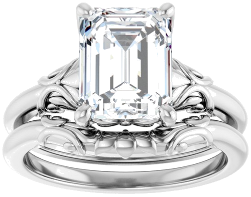 Sužadėtuvių Žiedas „Solitaire“ 14k white gold Emerald 9mm x 7mm (8)