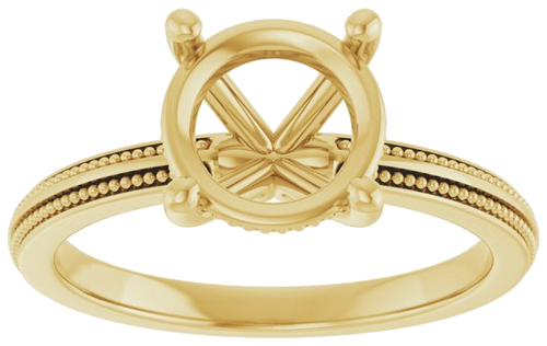 Sužadėtuvių Žiedas „Solitaire Milgrain“ 14k yellow gold Round 8mm (3)