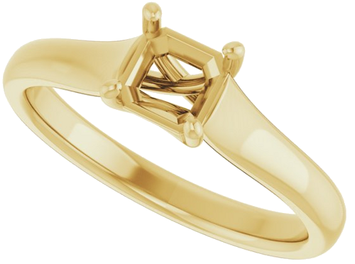 14K Yellow 5 mm Asscher Solitaire Engagement Ring Mounting (10)