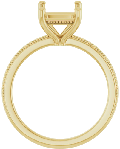 Sužadėtuvių Žiedas „Solitaire Milgrain“ 14k yellow gold Emerald 9mm x 7mm (2)