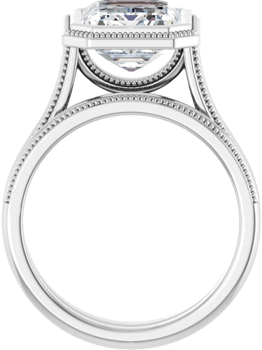 14K White 10x8 mm Emerald Solitaire Engagement Ring Mounting (7)