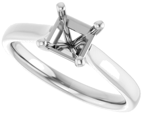 14K White 5 mm Square Engagement Ring Mounting (5)