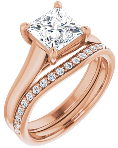 14K Rose 6.5 mm Square Solitaire Engagement Ring Mounting (6)