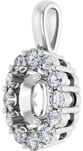 Pakabukas „Halo-Style“ 14k white gold Oval 7mm x 5mm (2)
