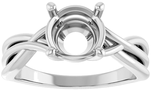 14K White 8 mm Round Solitaire Engagement Ring Mounting (3)