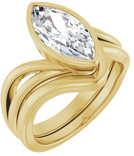 Sužadėtuvių Žiedas „Bezel-Set“ 14k yellow gold Marquise 13mm x 6.5mm (6)