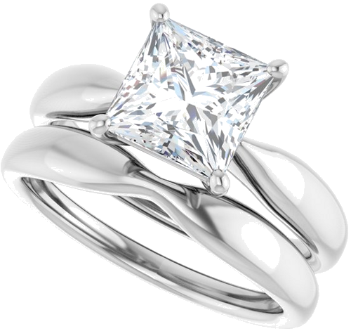 Sužadėtuvių Žiedas 14k white gold Square 7mm (10)