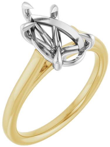 Sužadėtuvių Žiedas „Claw-Pong“ 18k yellow/white gold Pear 11.5mm x 7mm (1)