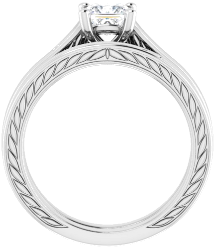 Sužadėtuvių Žiedas „Scroll Solitaire“ 585 Baltojo Aukso Square 4.5mm (7)