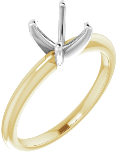 14K Yellow   White  6x6 mm Cushion Solitaire Engagement Ring Mounting (1)