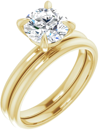 18K Yellow  7.4 mm Round Solitaire Engagement Ring Mounting (6)