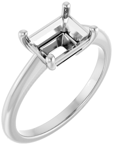 Sužadėtuvių Žiedas „Solitaire“ 585 Baltojo Aukso Emerald 8mm x 6mm (1)