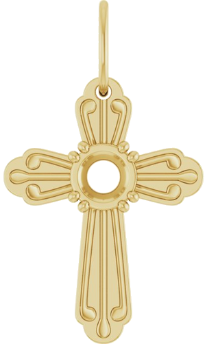 Pakabukas „Accented Cross“ 14k yellow gold Round 4.2mm (1)