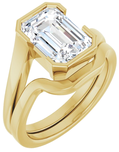 Sužadėtuvių Žiedas „Half-Bezel Solitaire“ 14k yellow gold Emerald 10mm x 7mm (6)