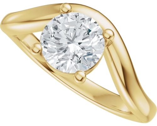 Sužadėtuvių Žiedas „Solitaire Asymmetric“ 14k yellow gold Round 6.5mm (5)