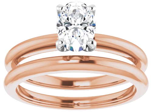 14K Rose   White  7x5 mm Oval Solitaire Engagement Ring Mounting (8)