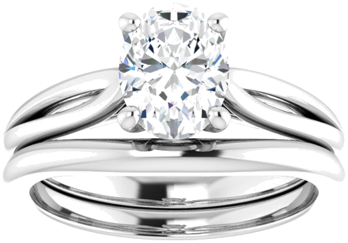 Sužadėtuvių Žiedas „Solitaire“ 14k white gold Oval 8mm x 6mm (8)