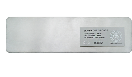 100 унции Сребърно кюлче 999.9 Nadir Metal Rafinery (2)