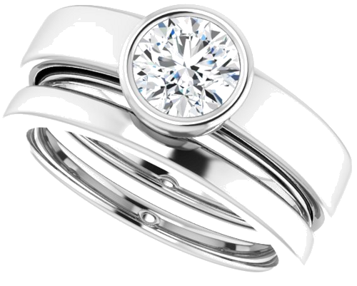 Sužadėtuvių Žiedas „Bezel-Set Solitaire“ 14k white gold Round 6mm (10)