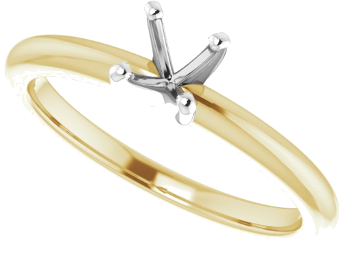14K Yellow   White  4.8 mm Round Solitaire Engagement Ring Mounting (5)