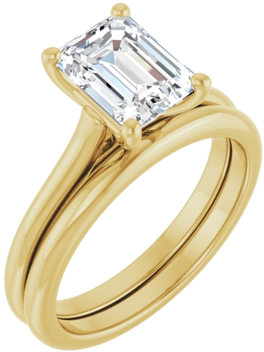 10K Yellow 8x6 mm Emerald Solitaire Engagement Ring Mounting (6)