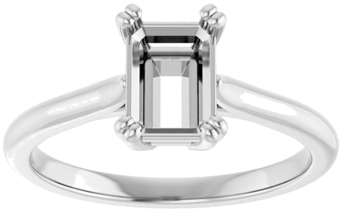 Sužadėtuvių Žiedas „Double Claw-Prong Solitaire“ 950 Platinos Emerald 7mm x 5mm (3)