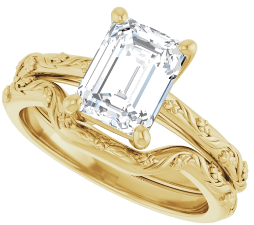 Sužadėtuvių Žiedas „Solitaire“ 14k yellow gold Emerald 8mm x 6mm (10)