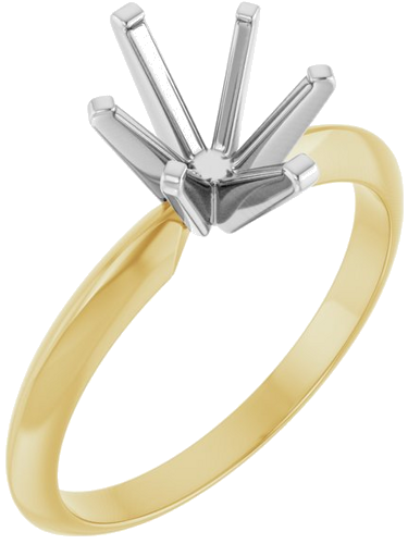 14K Yellow   White 9x7 mm Oval 6-Prong Solitaire Engagement Ring Mounting (1)